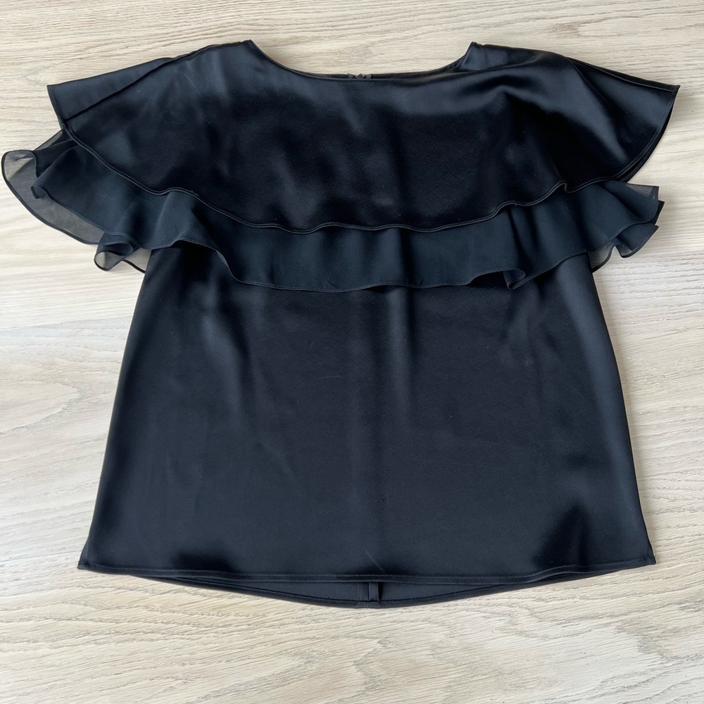 St. John Black Ruffle Blouse